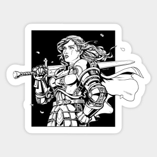 Woman in Armor with Sword - Paladin Drawing Sticker